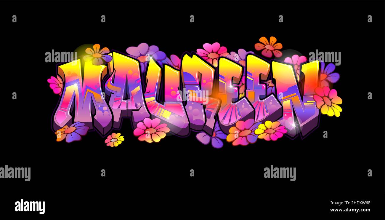 A Cool Genuine Wildstyle Graffiti Name Design - Maureen Stock Vector