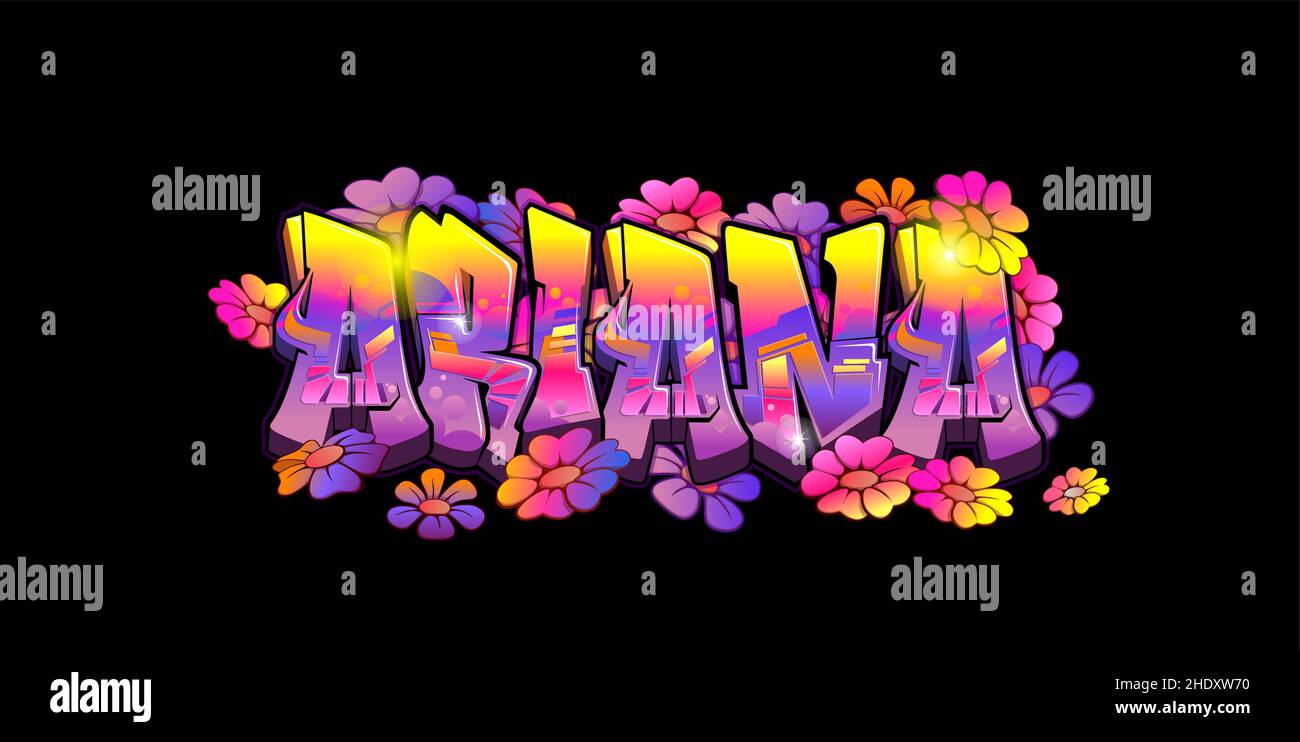 A Cool Genuine Wildstyle Graffiti Name Design - Ariana Stock Vector