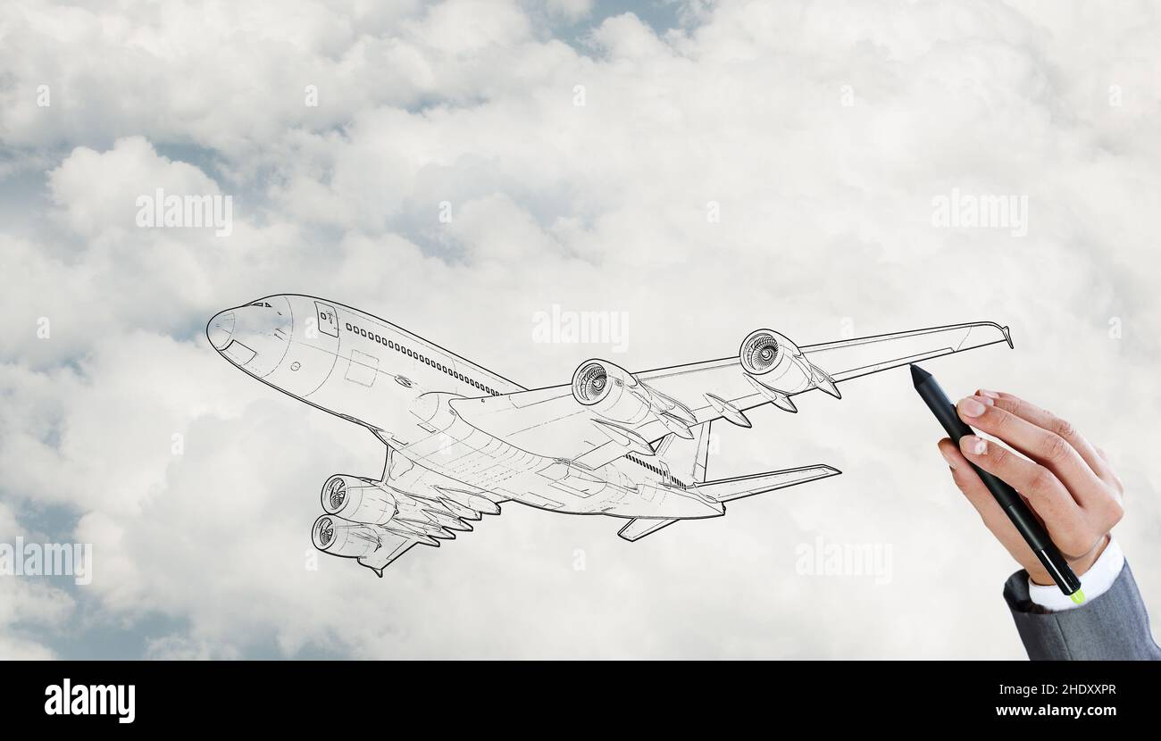 design, drawing, airliner, designs, drawings, airliners Stock Photo