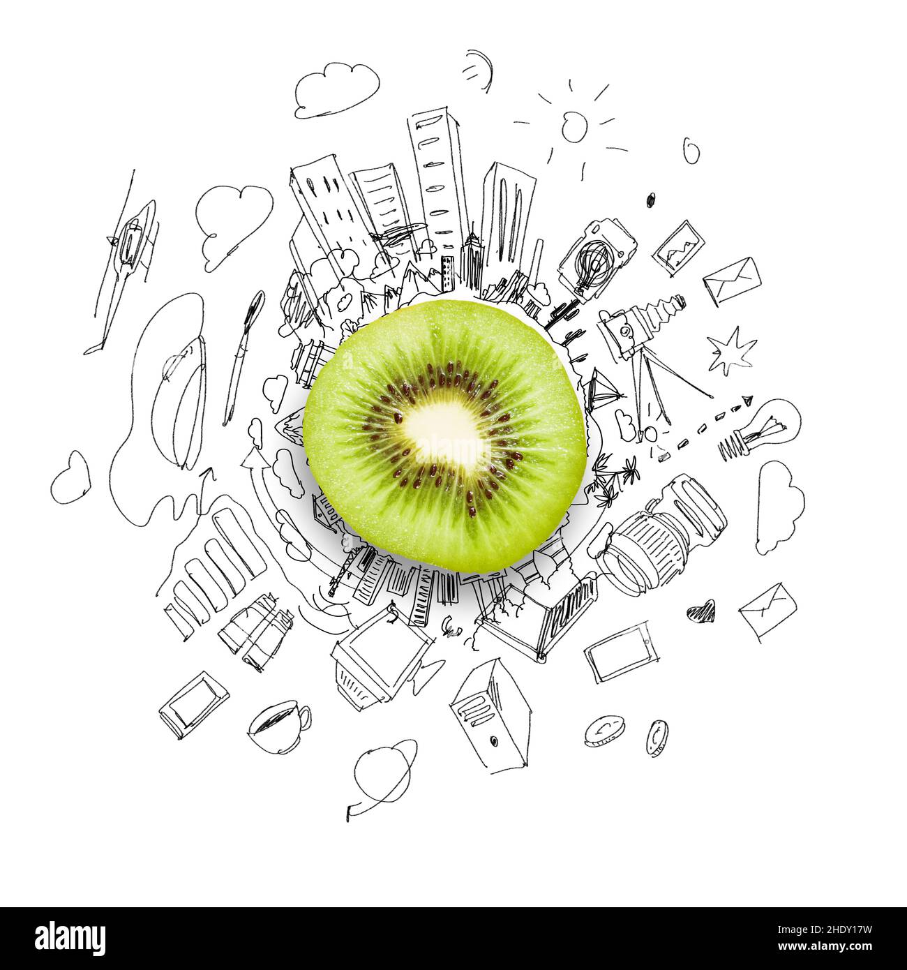 fresh, kiwi, concept, brainstorming, visualization, freshs, kiwis, concepts, visualizations Stock Photo