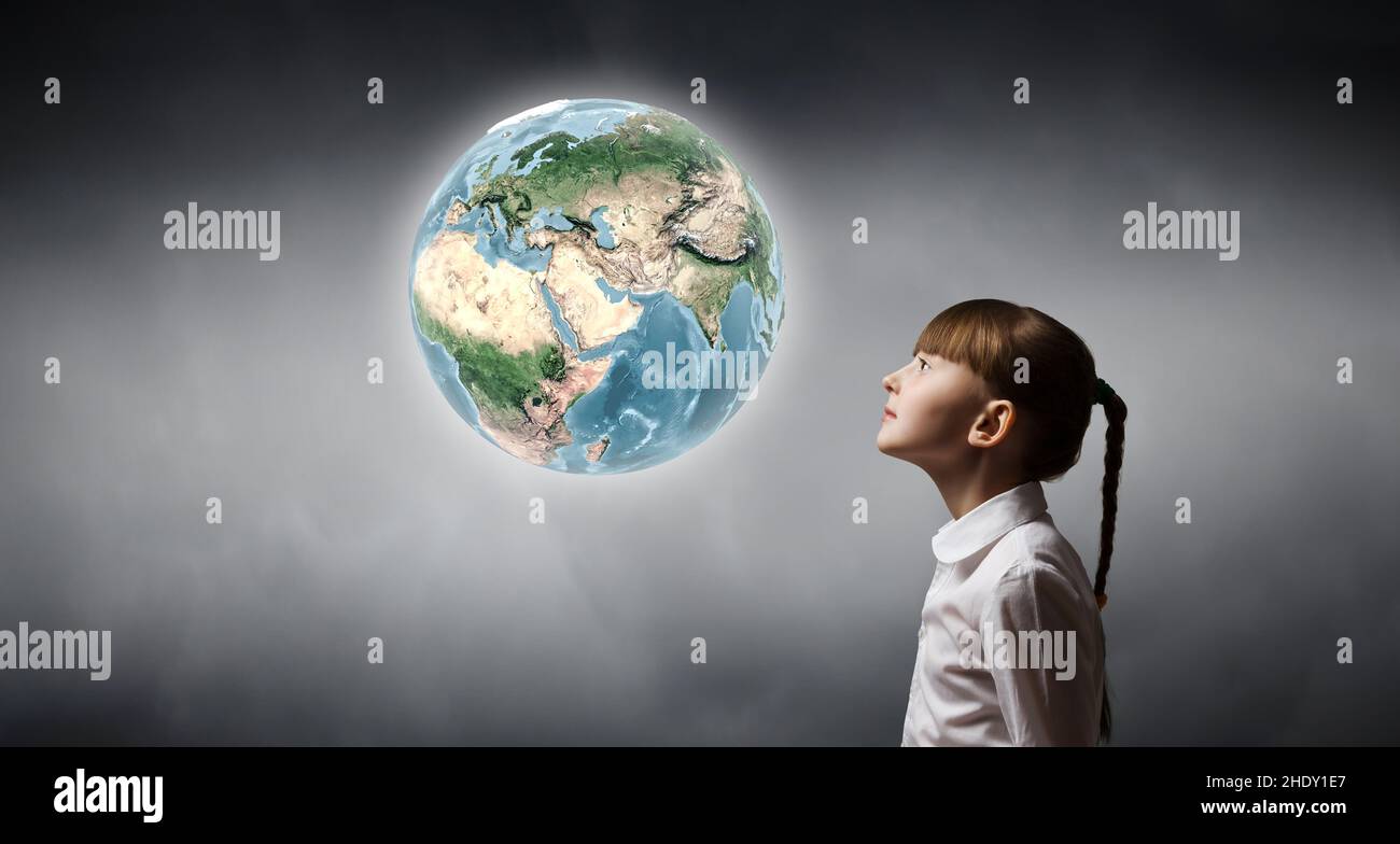 child, earth, future, humanity, children, childs, kid, kids, earths, aspiration, aspirations, looking forward, humanities Stock Photo