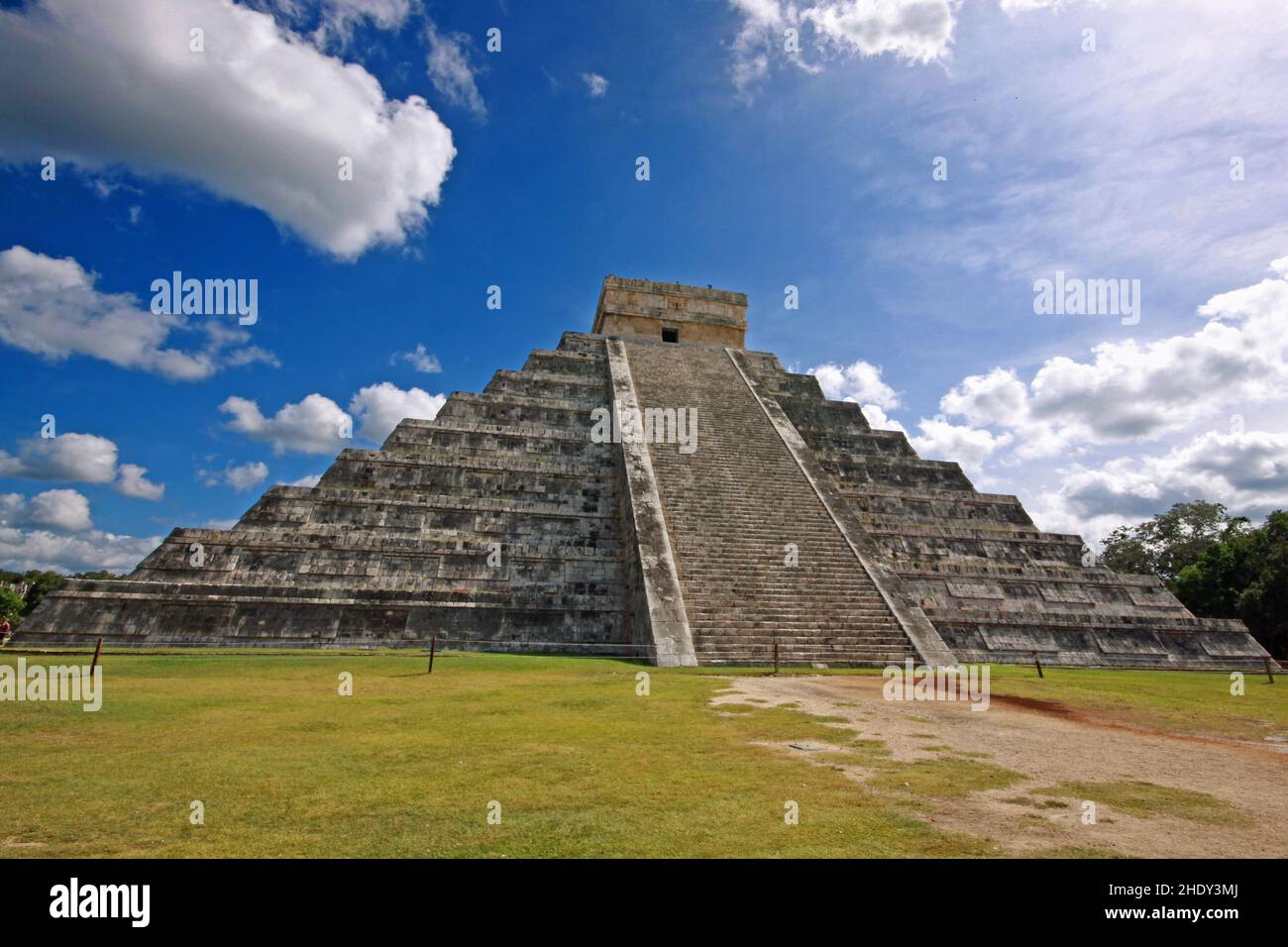 The temple at the Myan city of Chichen-itza. Stock Photo