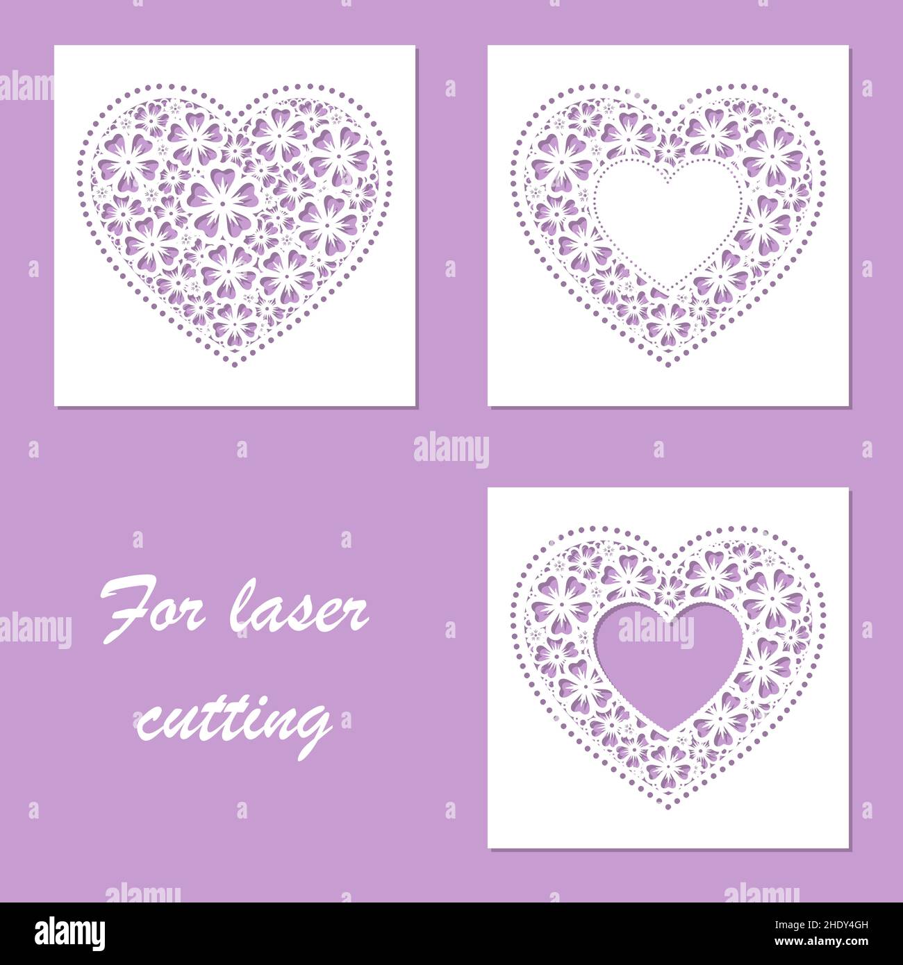 Template for laser cutting, heart with a pattern of flowers. Vector