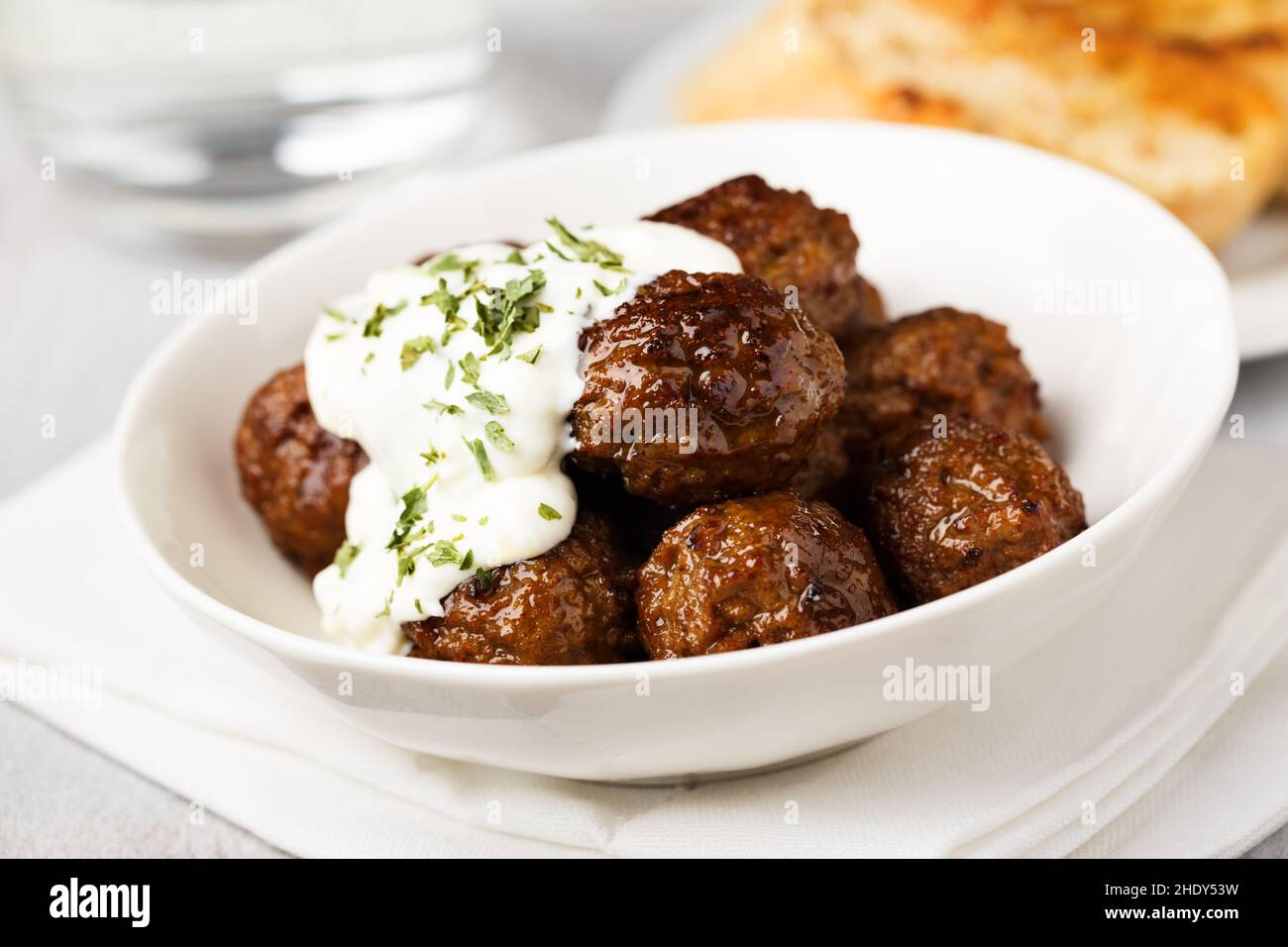 meatballs, yoghurt sauce, meatball, yoghurt sauces Stock Photo Alamy