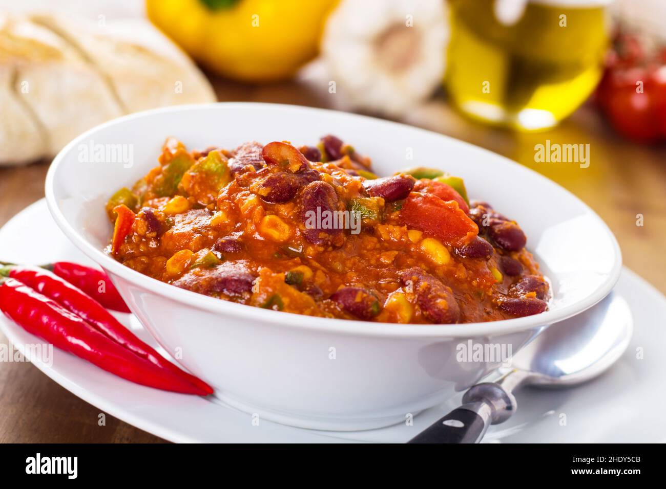chili con carne, bean stew, chili con carnes, bean stews Stock Photo