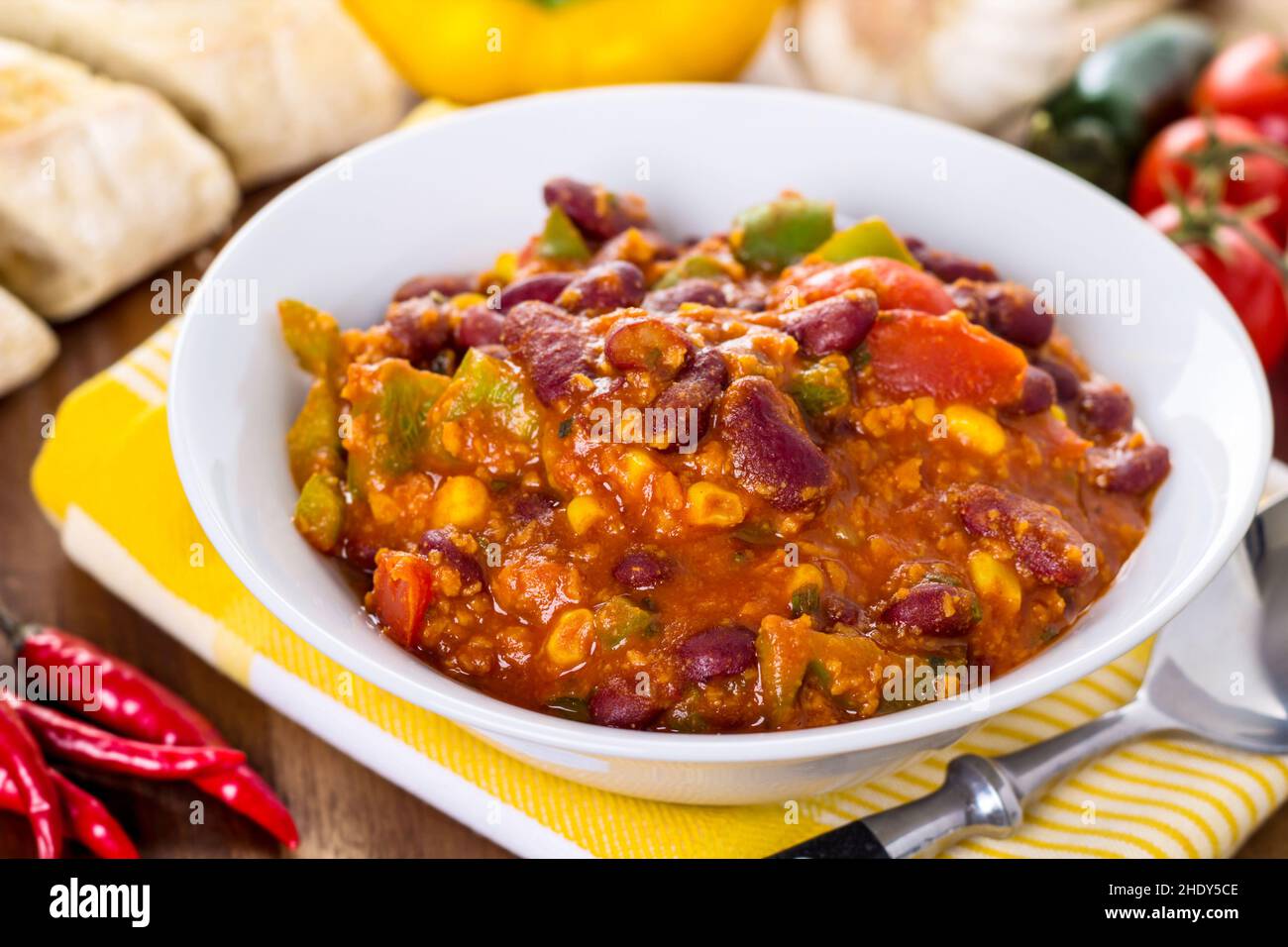 chili con carne, bean meal, chili con carnes, bean meals Stock Photo