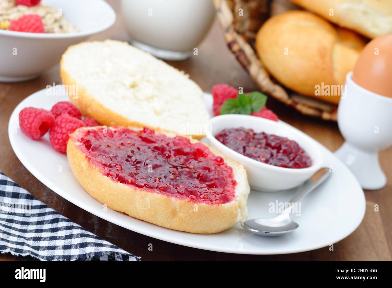 breakfast, jam sandwich, breakfasts, jam sandwichs Stock Photo - Alamy