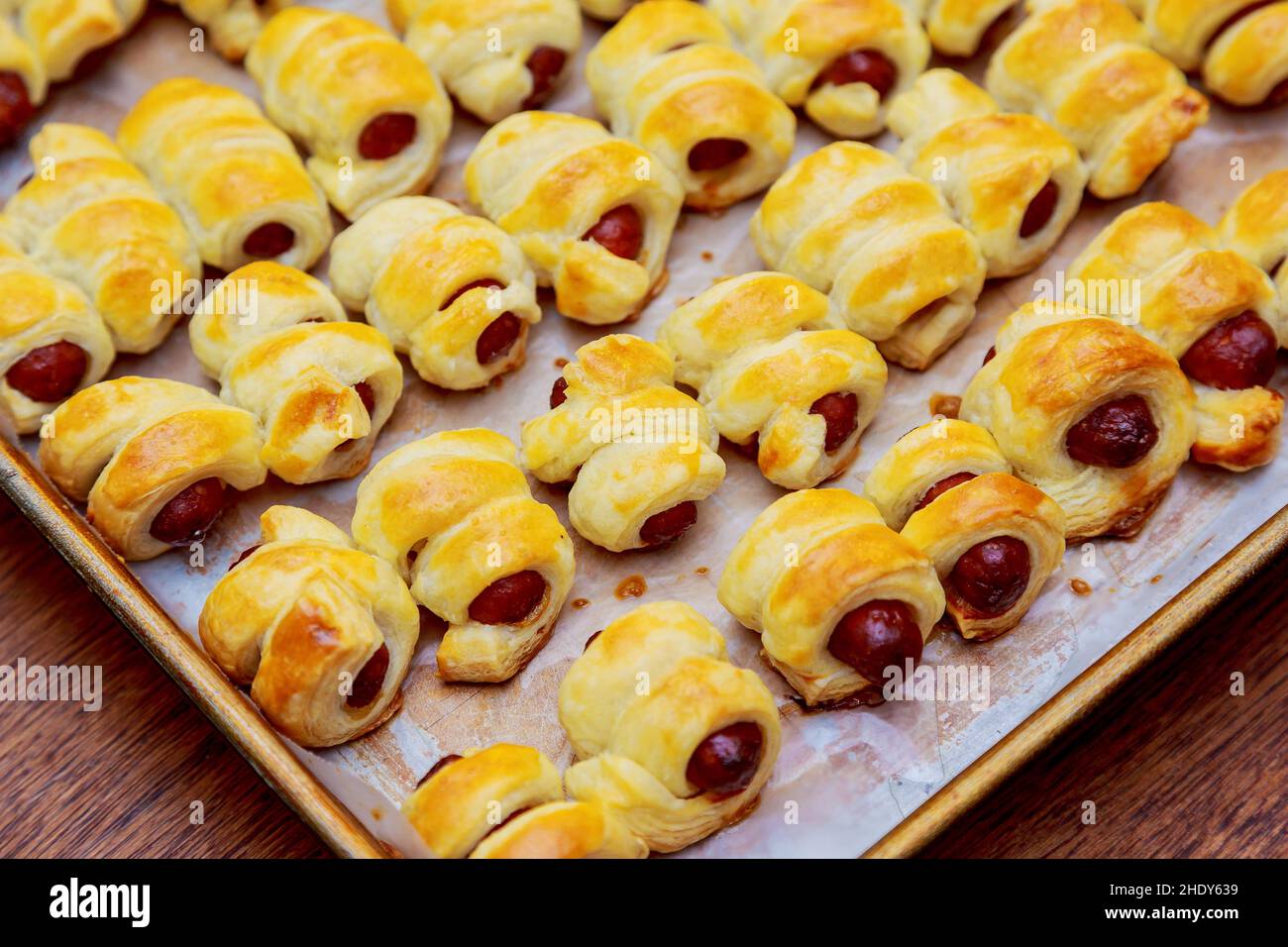 pigs in a blanket, pigs in a blankets Stock Photo Alamy