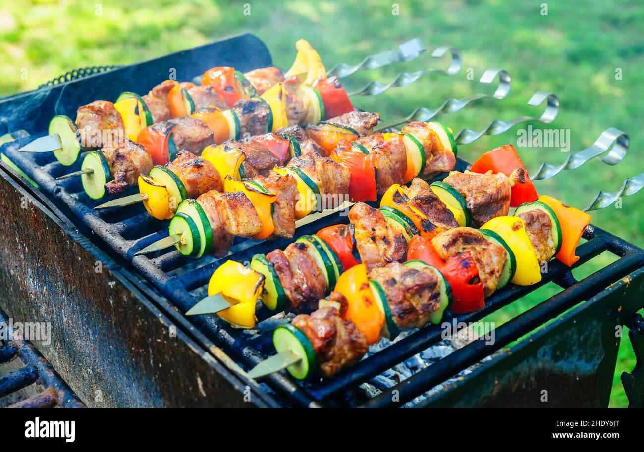 bbq skewer, barbecue, bbq, bbq skewers, barbecues Stock Photo Alamy
