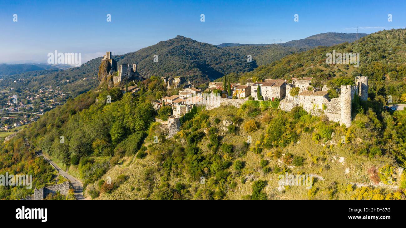 France, Ardeche, Rhone Valley, Rochemaure, fortified village and ...