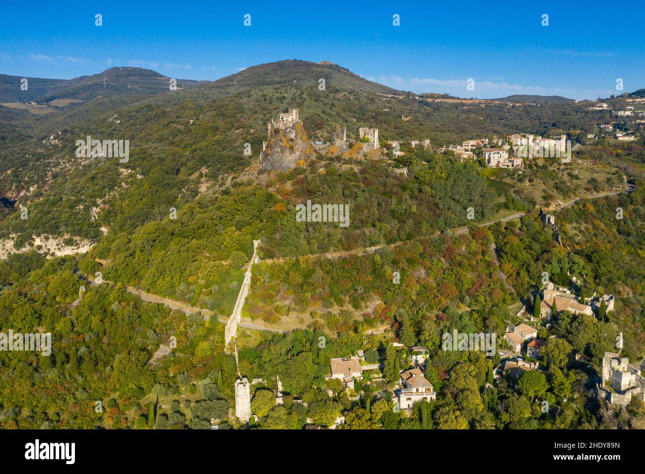France, Ardeche, Rhone Valley, Rochemaure, fortified village and ...
