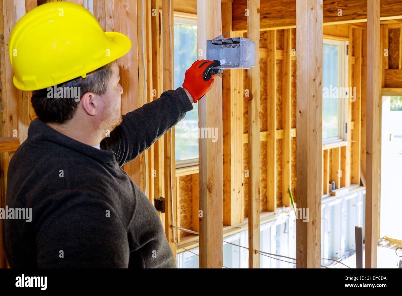 building construction, socket, electrician, installing, building ...