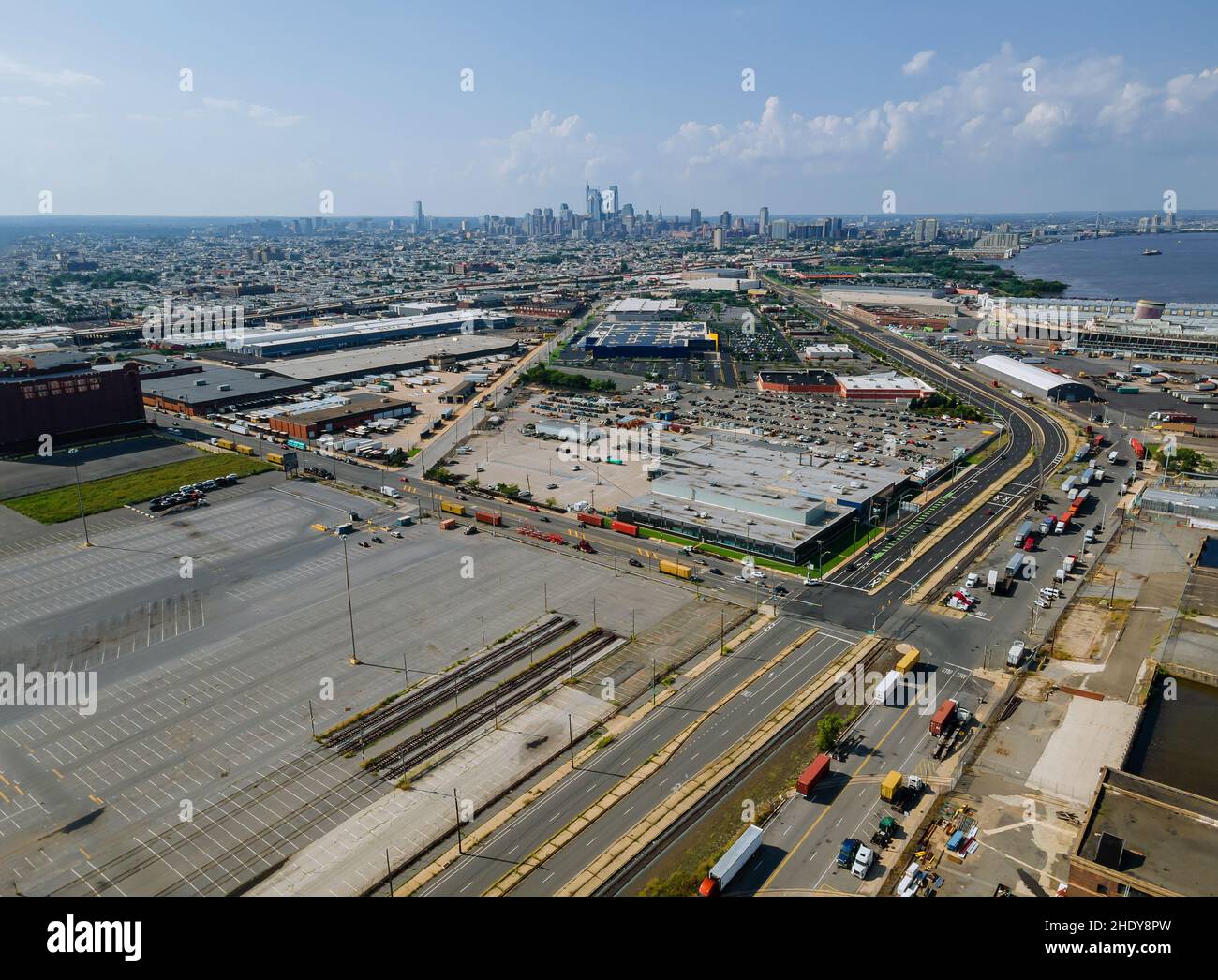 parking lot, industrial area, philadelphia, car park, carpark, carpark