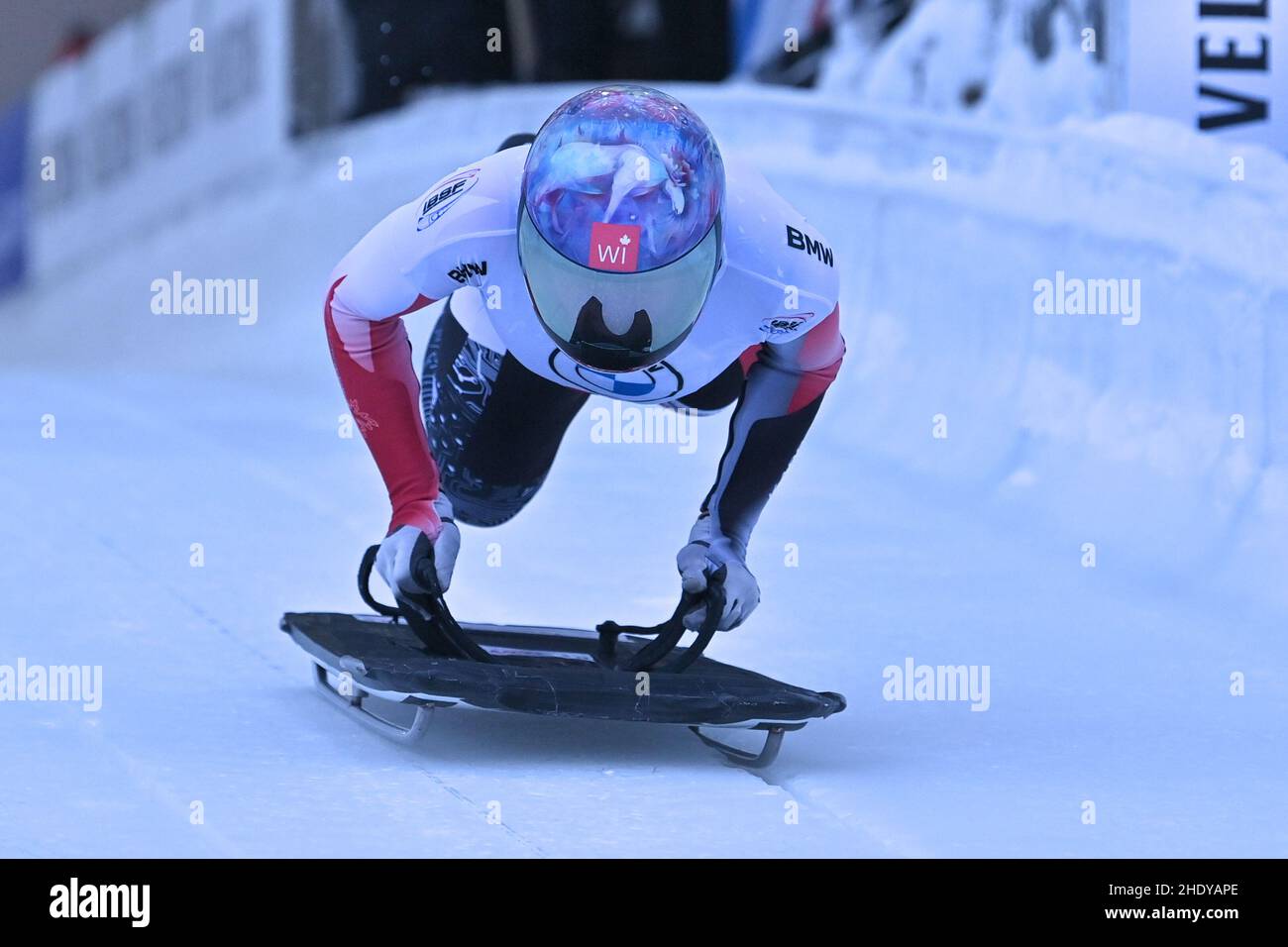 Winterberg, Germany. 07th Jan, 2022. WINTERBERG, GERMANY - JANUARY 7: Mirela Rahneva of Canada competes in the Women's Skeleton during the BMW IBSF Bob & Skeleton Weltcup Women's 21/22 at VELTINS-EisArena on January 7, 2022 in Winterberg, Germany (Photo by Patrick Goosen/Orange Pictures) Credit: Orange Pics BV/Alamy Live News Stock Photo