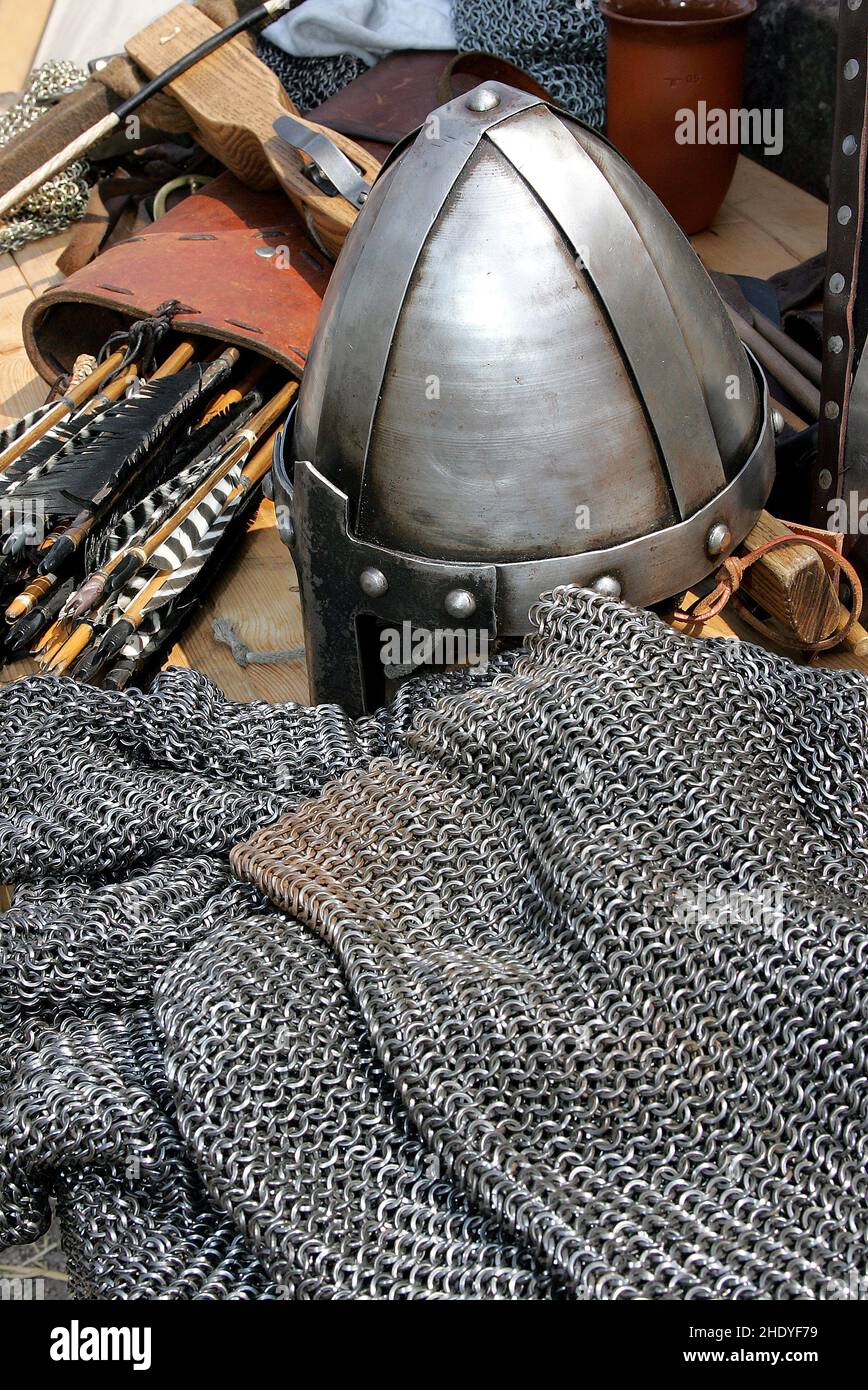 chain mail, knight helmet, chain mails, knight helmets Stock Photo Alamy