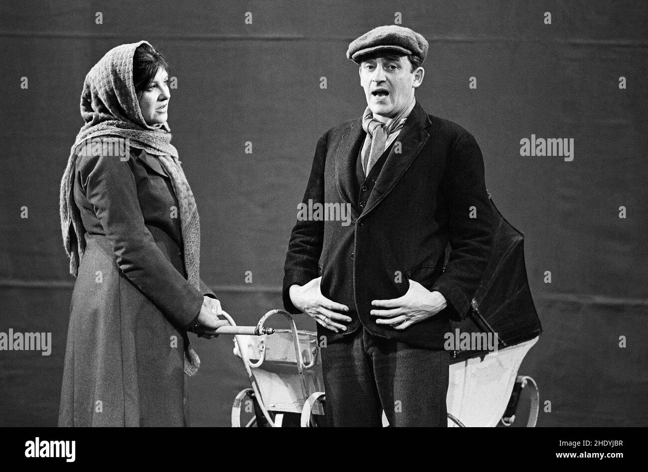 Eileen McCallum (Kate), James Grant (Willie Rough) in WILLIE ROUGH by Bill Bryden at the Shaw Theatre, London NW1  17/01/1973  a Royal Lyceum Theatre Company production  set design: Geoffrey Scott  costumes: Deirdre Clancy  lighting: Andre Tammes  director: Bill Bryden Stock Photo