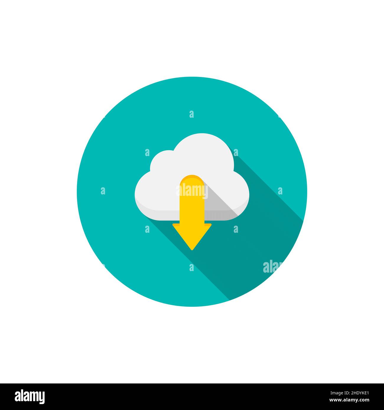 cloud save vector icon download, flat design, long shadow Stock Vector