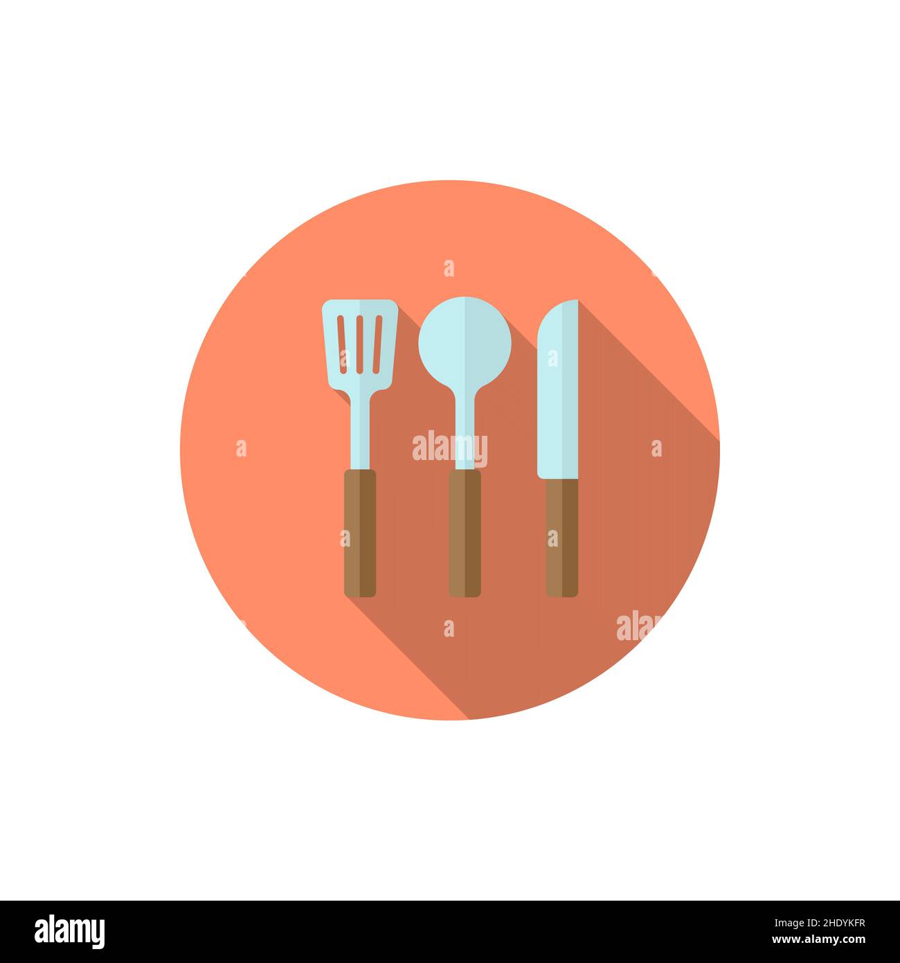 kitchenware knife, spoon, spatula vector icon, flat design, long shadow Stock Vector