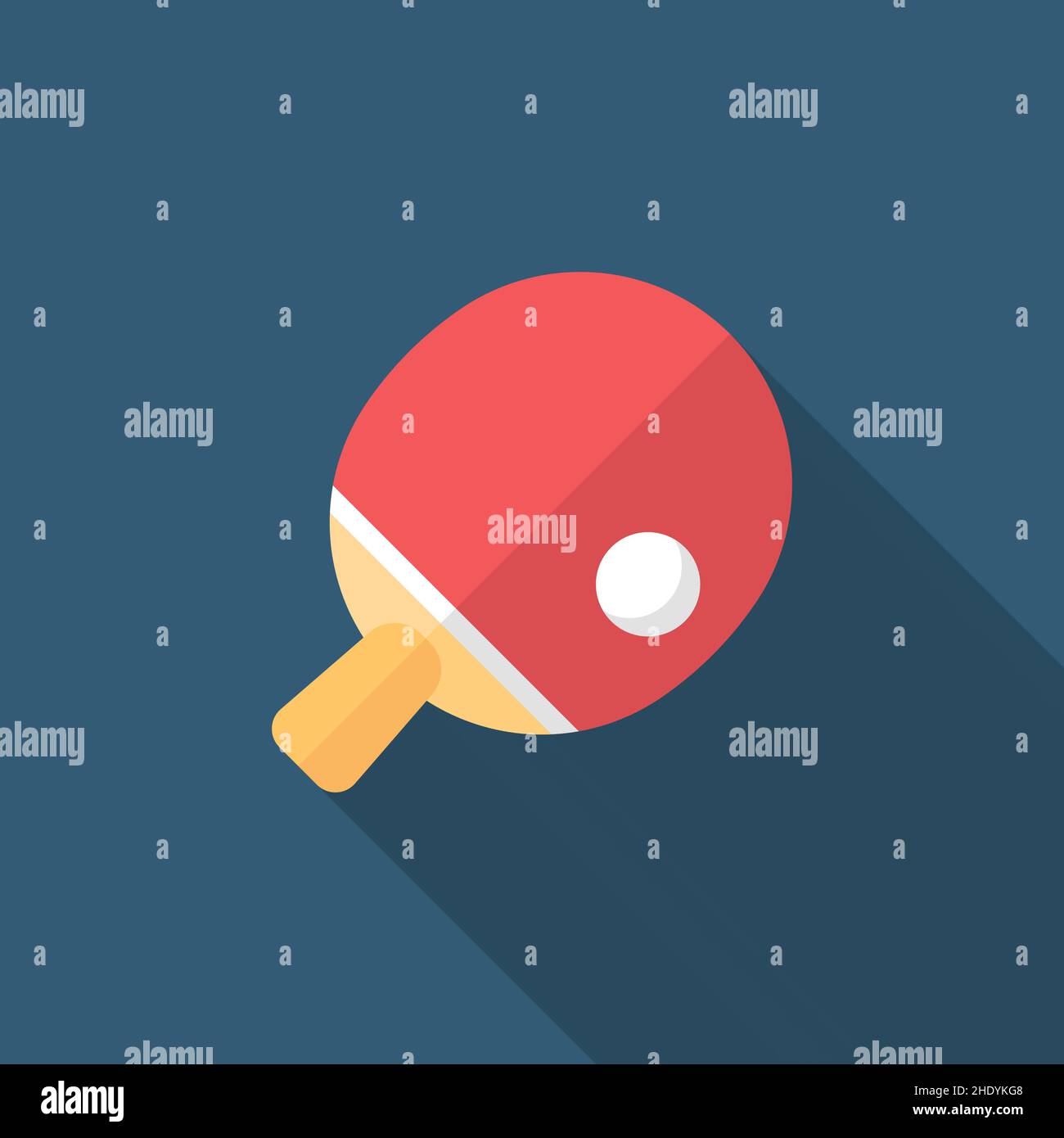 ping pong racket, billiard vector icom, flat design, long shadow Stock Vector