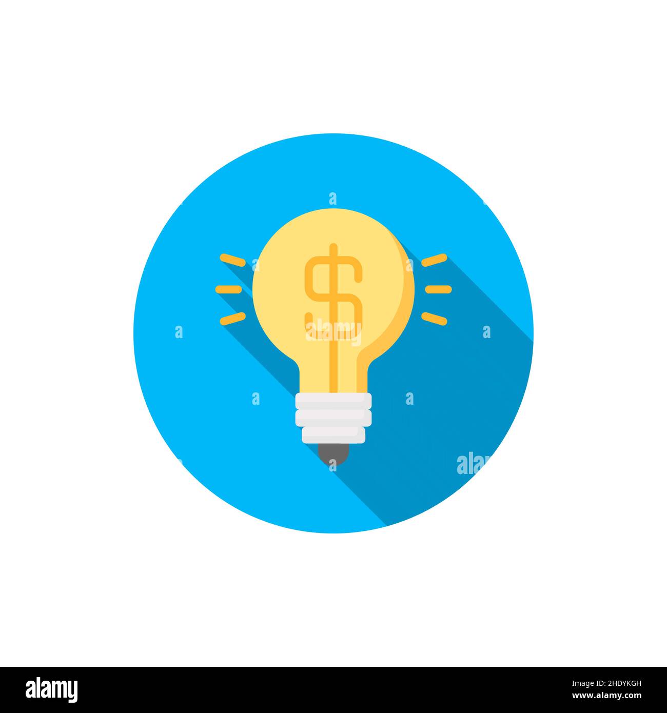 idea bulp vector icon, flat design, long shadow Stock Vector