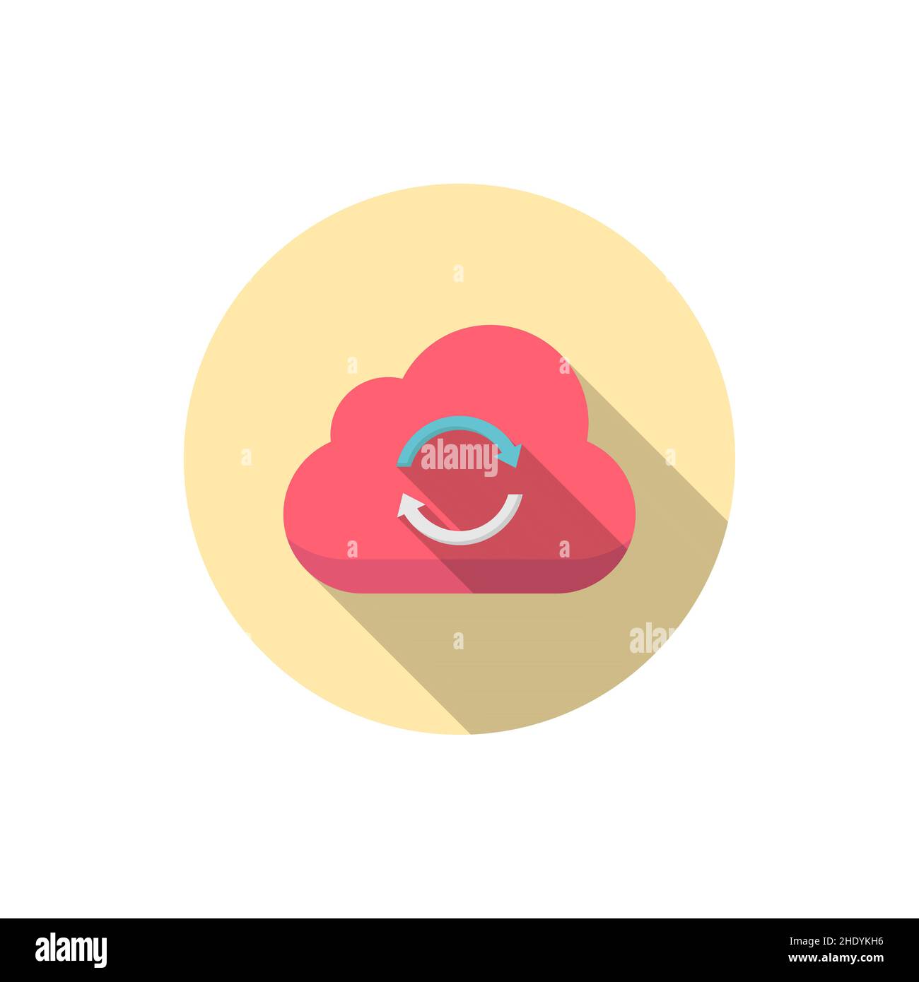 cloud sync vector icon, flat design, long shadow Stock Vector