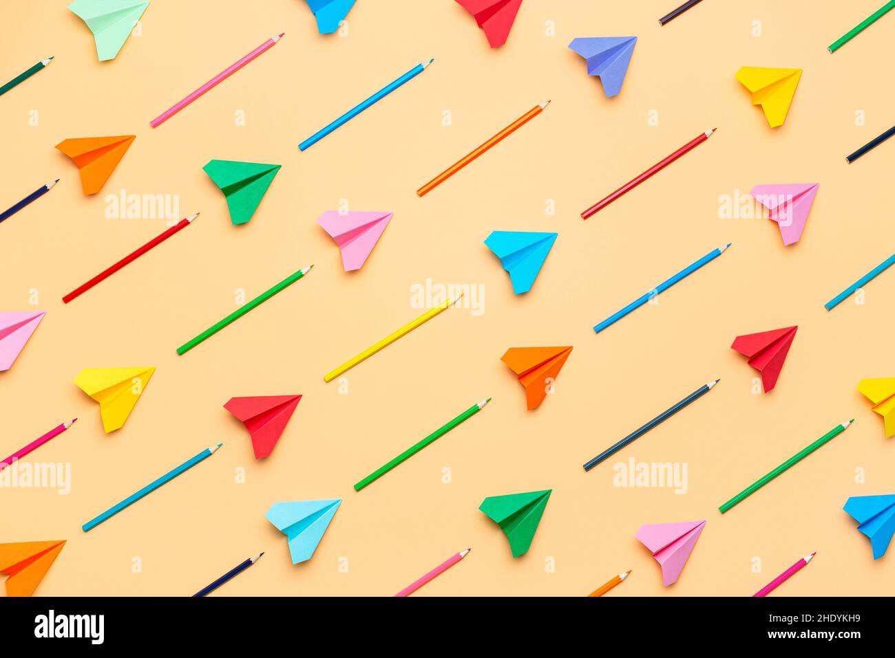 creative, crayon, paper airplanes, creatives, crayons, plane Stock