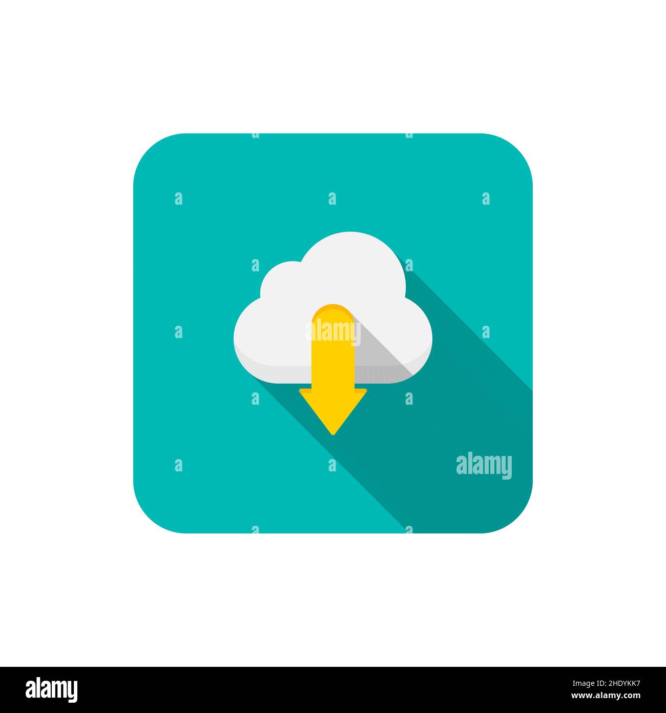 cloud save vector icon download, flat design, long shadow Stock Vector