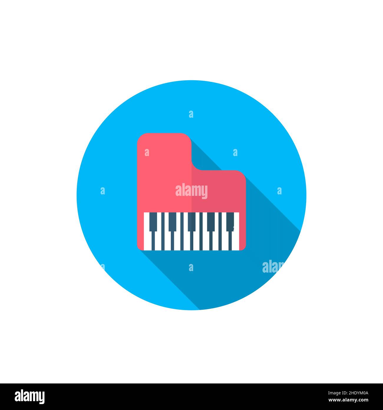 piano music vector icon, flat design, long shadow Stock Vector