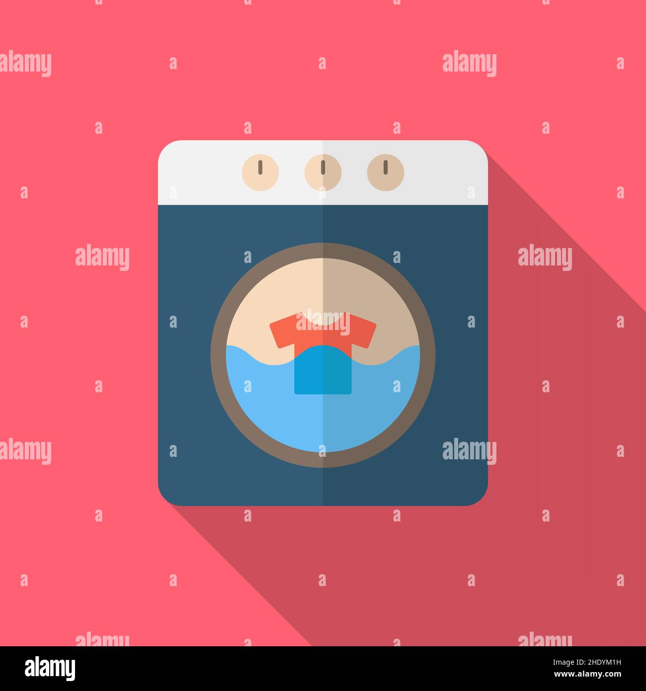 washing machine vector icon, flat design, long shadow Stock Vector