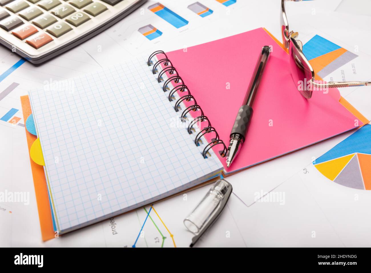calculator, statistics, pie chart, calculators, pie charts Stock Photo 