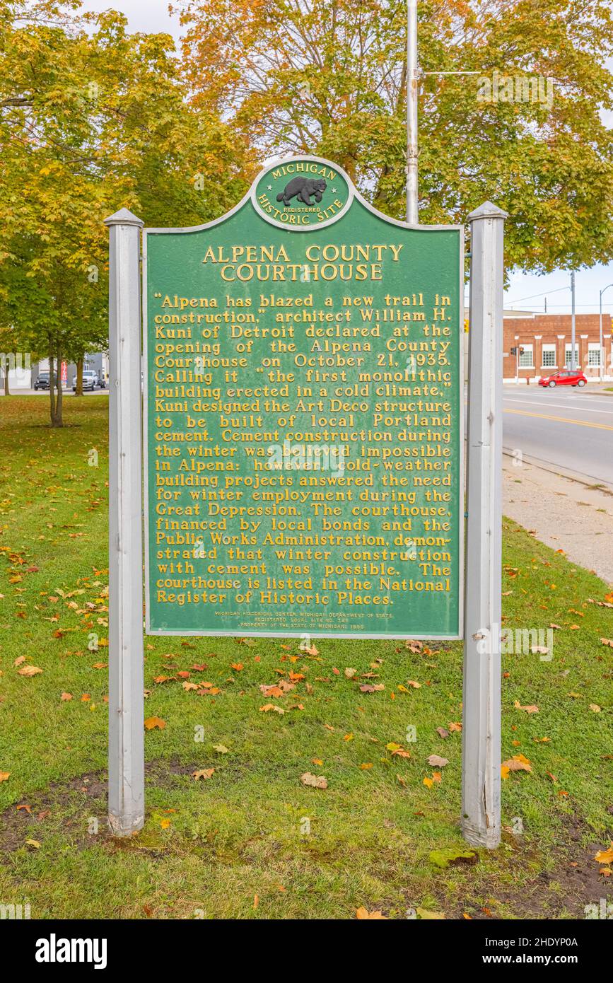 Alpena, Michigan, USA October 23, 2021 The Alpena County Courthouse