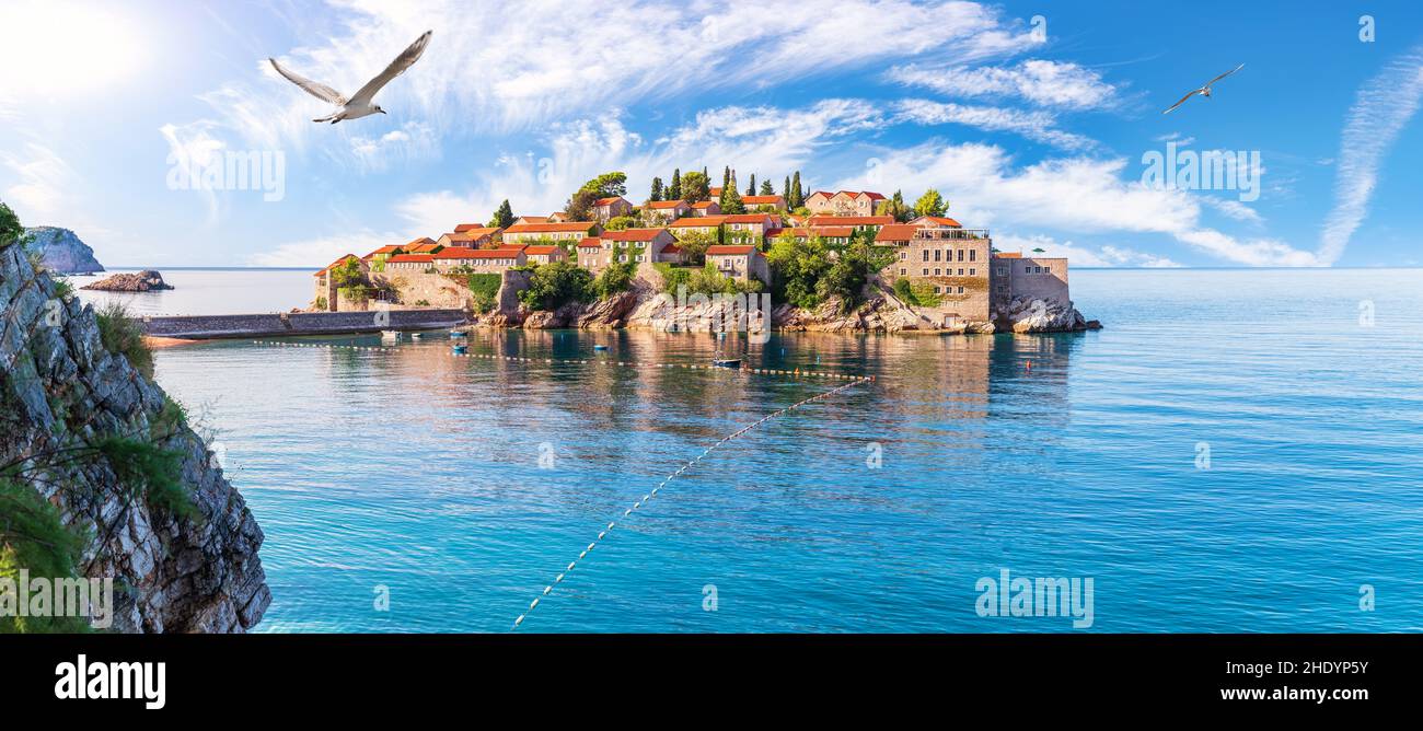 adriatic sea, sveti stefan, adriatic seas Stock Photo - Alamy