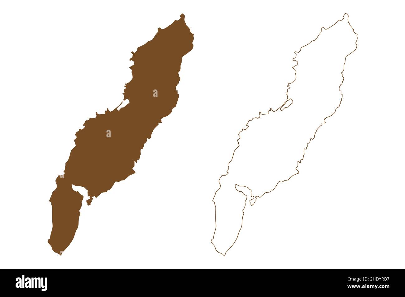Andoya island (Kingdom of Norway, Vesteralen archipelago) map vector ...