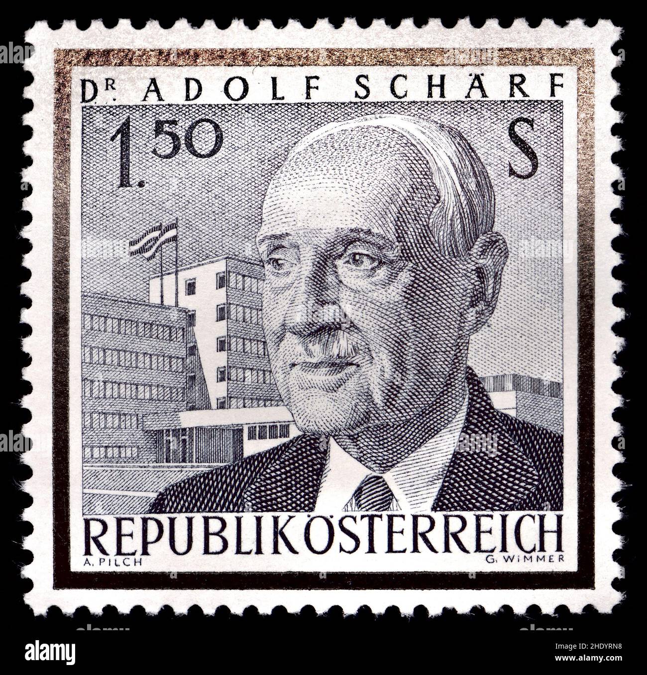 Austrian postage stamp (1920) : Adolf Schärf (1890 – 1965) Austrian politician of the Socialist Party of Austria (SPÖ). Austrian Vice-Chancellor (1945 Stock Photo