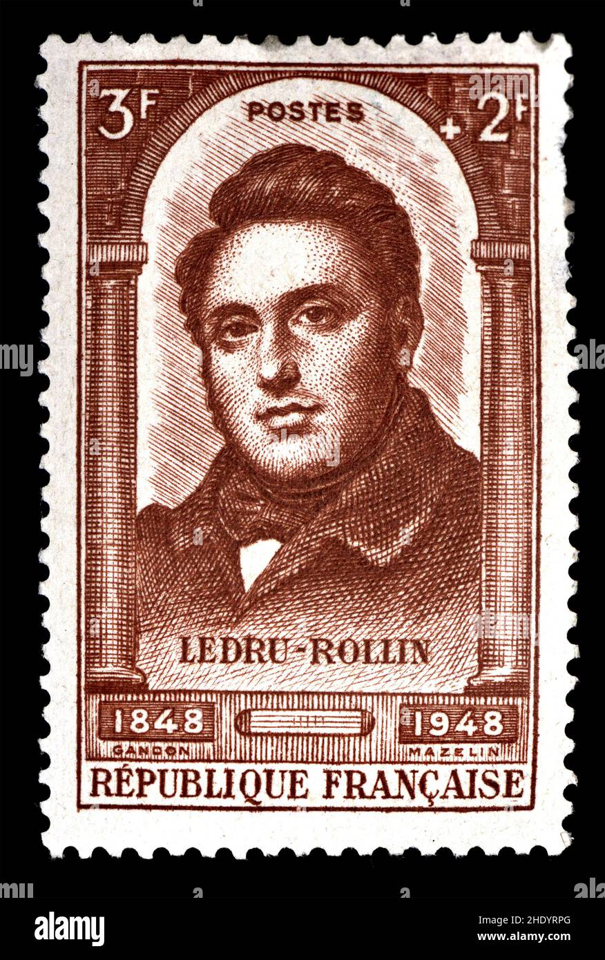 French postage stamp (1948) : Alexandre Auguste Ledru-Rollin (1807 – 1874) French lawyer, politician and one of the leaders of the French Revolution o Stock Photo
