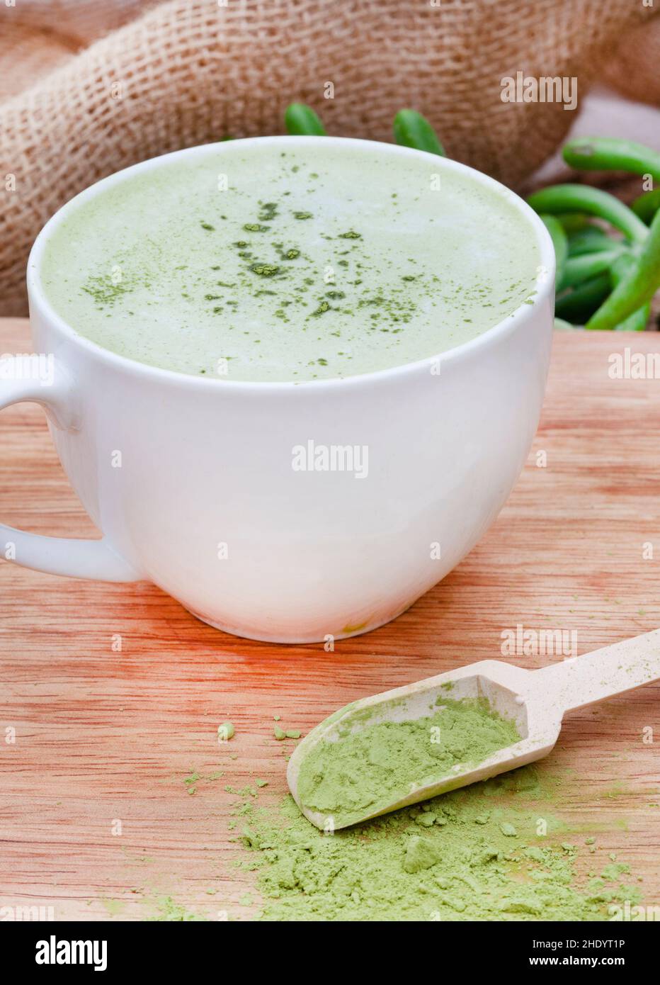 Matcha green tea latte with matcha powder Stock Photo Alamy