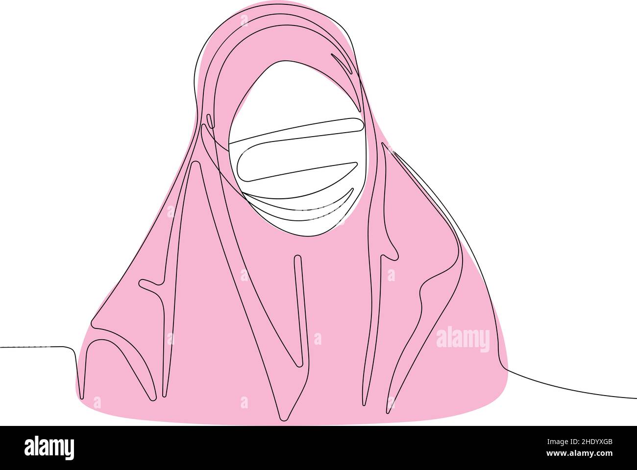 Asian Muslim woman wearing hijab and medical mask Stock Vector