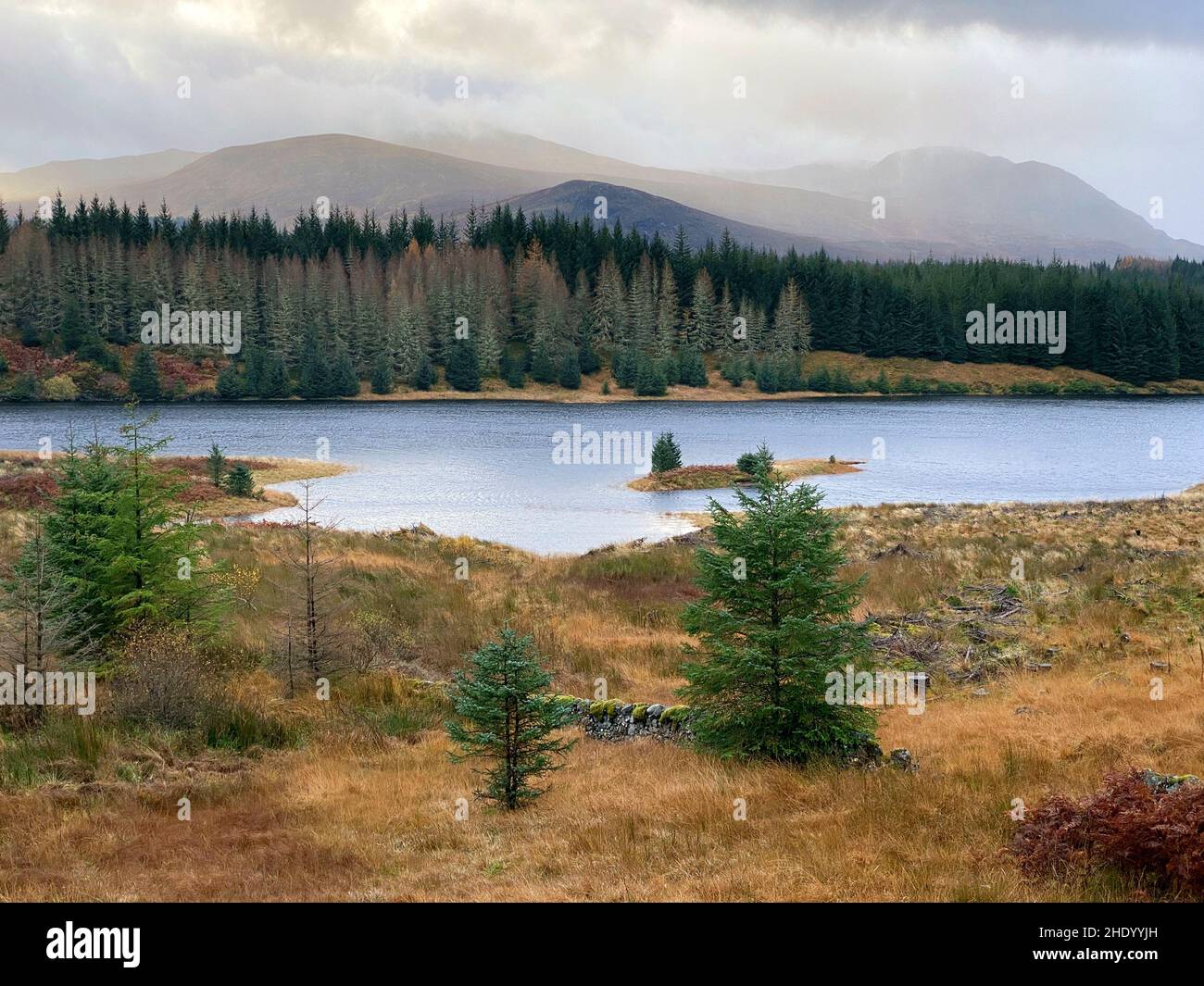 Loch Laggan and the Cairngorm Mountains, Highlands of Scotland. Stock Photo