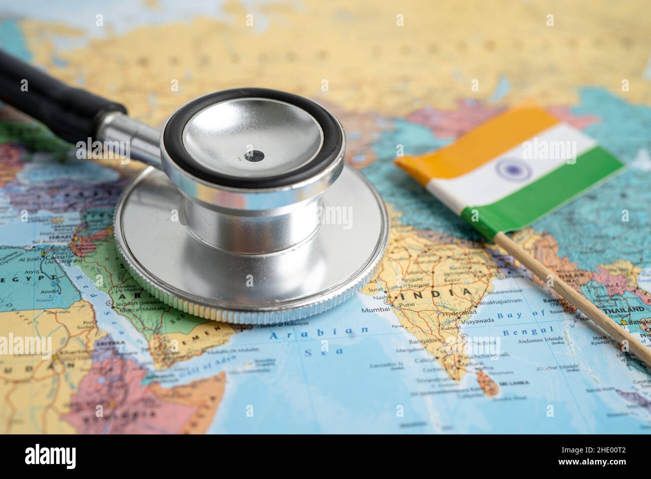 India To Bangkok Map Bangkok, Thailand - June 1, 2021, Stethoscope On India World Globe Map  Background Stock Photo - Alamy