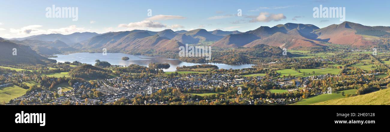 Keswick and Derwent Water from Latrigg Fell, Lake District Stock Photo