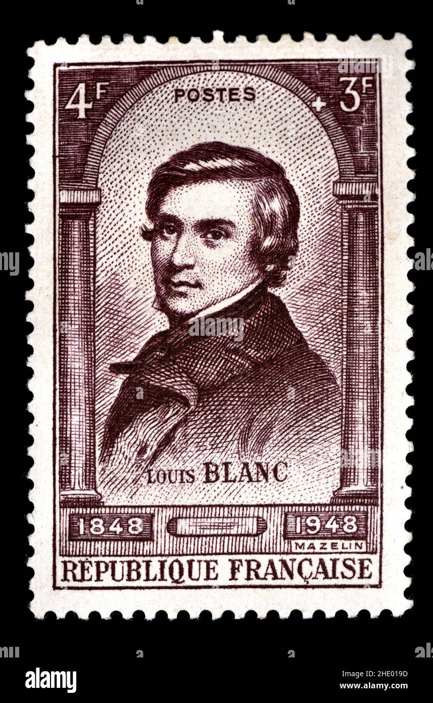 French postage stamp (1948) : Louis Jean Joseph Charles Blanc (1811 – 1882) French Socialist politician and historian Stock Photo