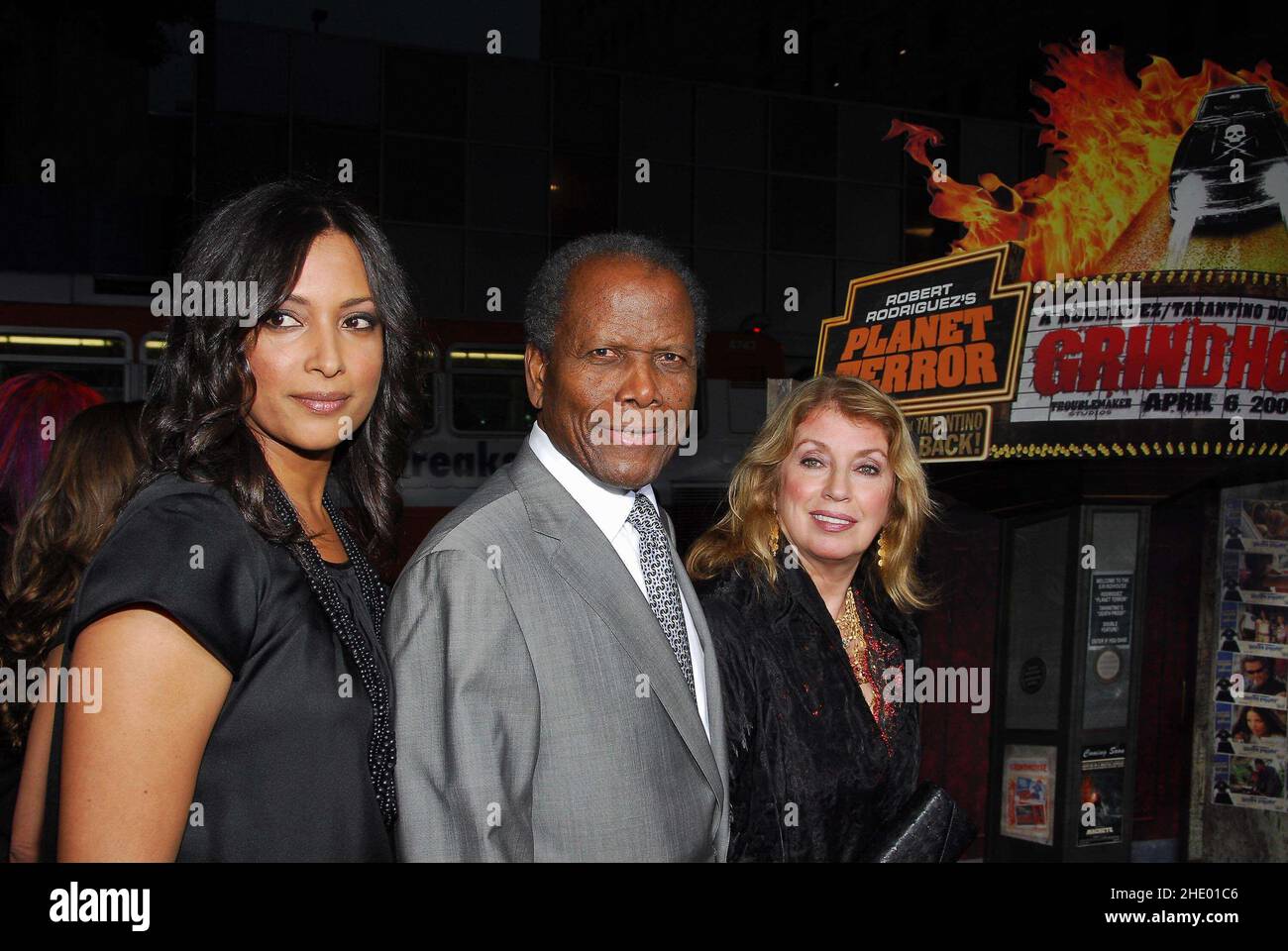 Anika Poitier with Sidney Poitier and Joanna Poitier. 26 March 2007 - Los Angeles, California. 'Grindhouse' Los Angeles Premiere at the Orpheum Theater. Photo Credit: Giulio Marcocchi/Sipa Press. (') Copyright 2007 by Giulio Marcocchi./grind gm.216/0703270958 Stock Photo