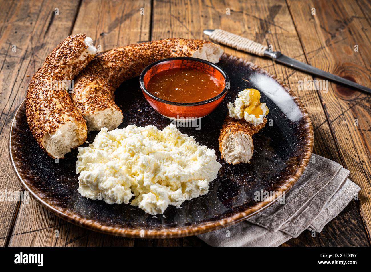 tradirional-turkish-breakfast-kaymak-clotted-cream-bagel-simit-and
