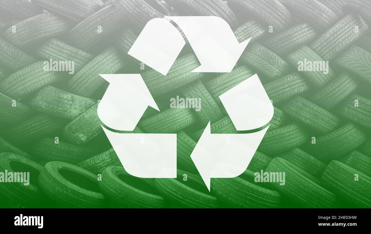 Recycling symbol and tires background Stock Photo - Alamy