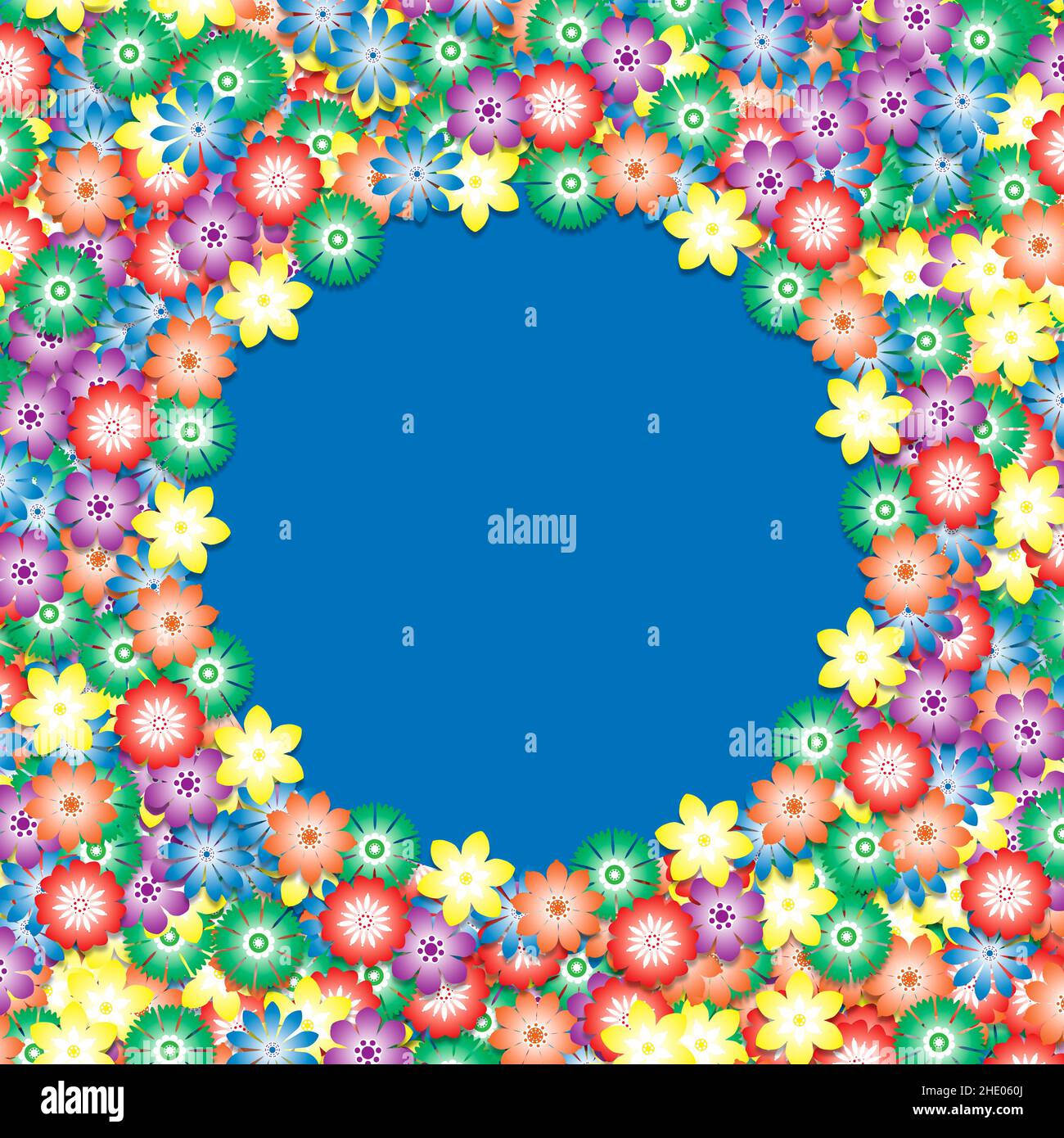Floral background illustration of a mass of colorful flowers border on ...