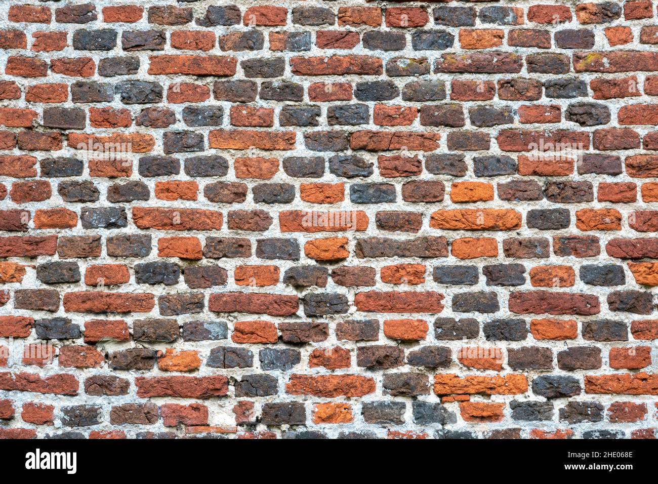 A flat on area of antique red brick wall Stock Photo