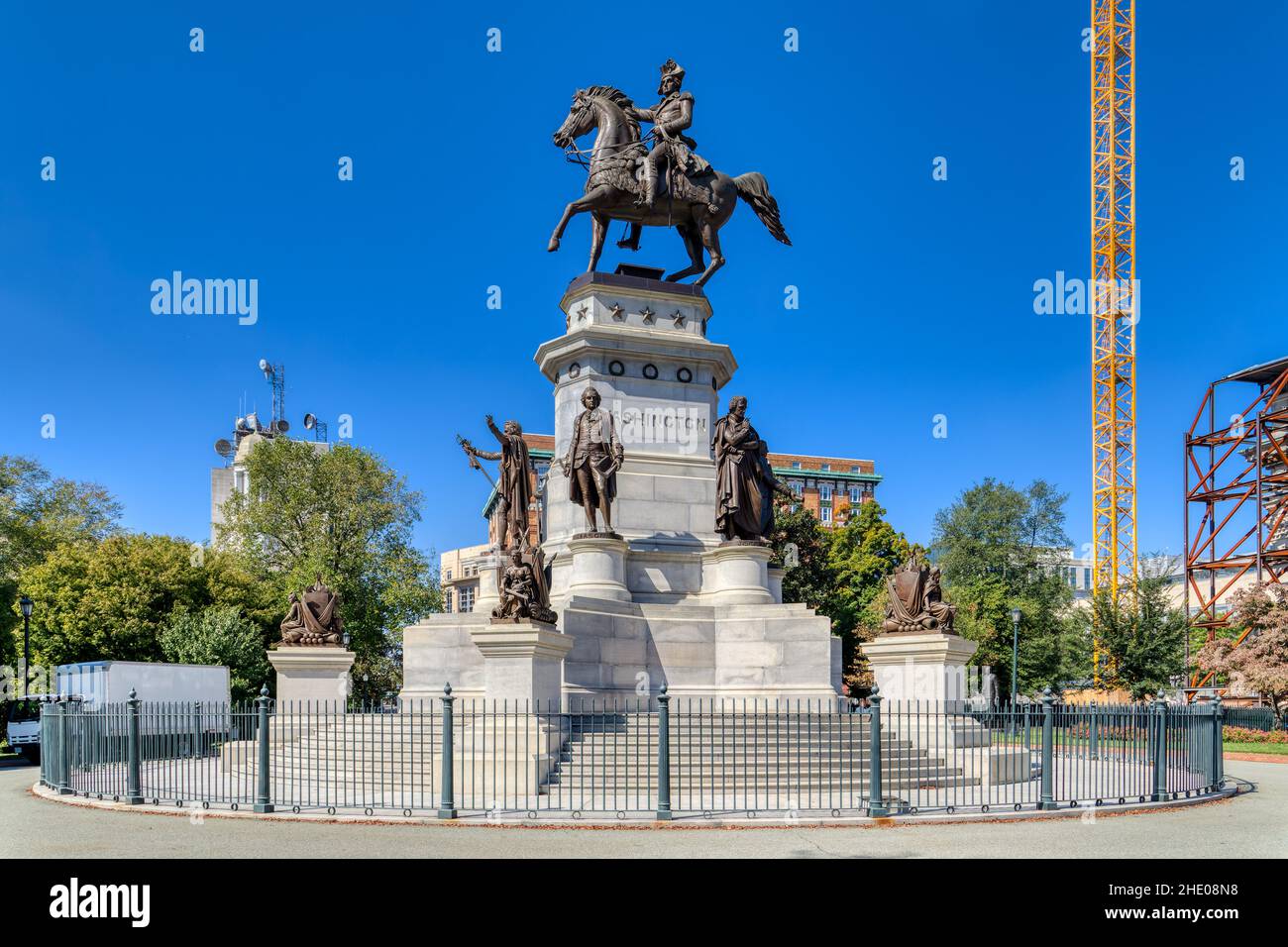 Washington monument at the Virginia State Capitol grounds in downtown Richmond. Stock Photo
