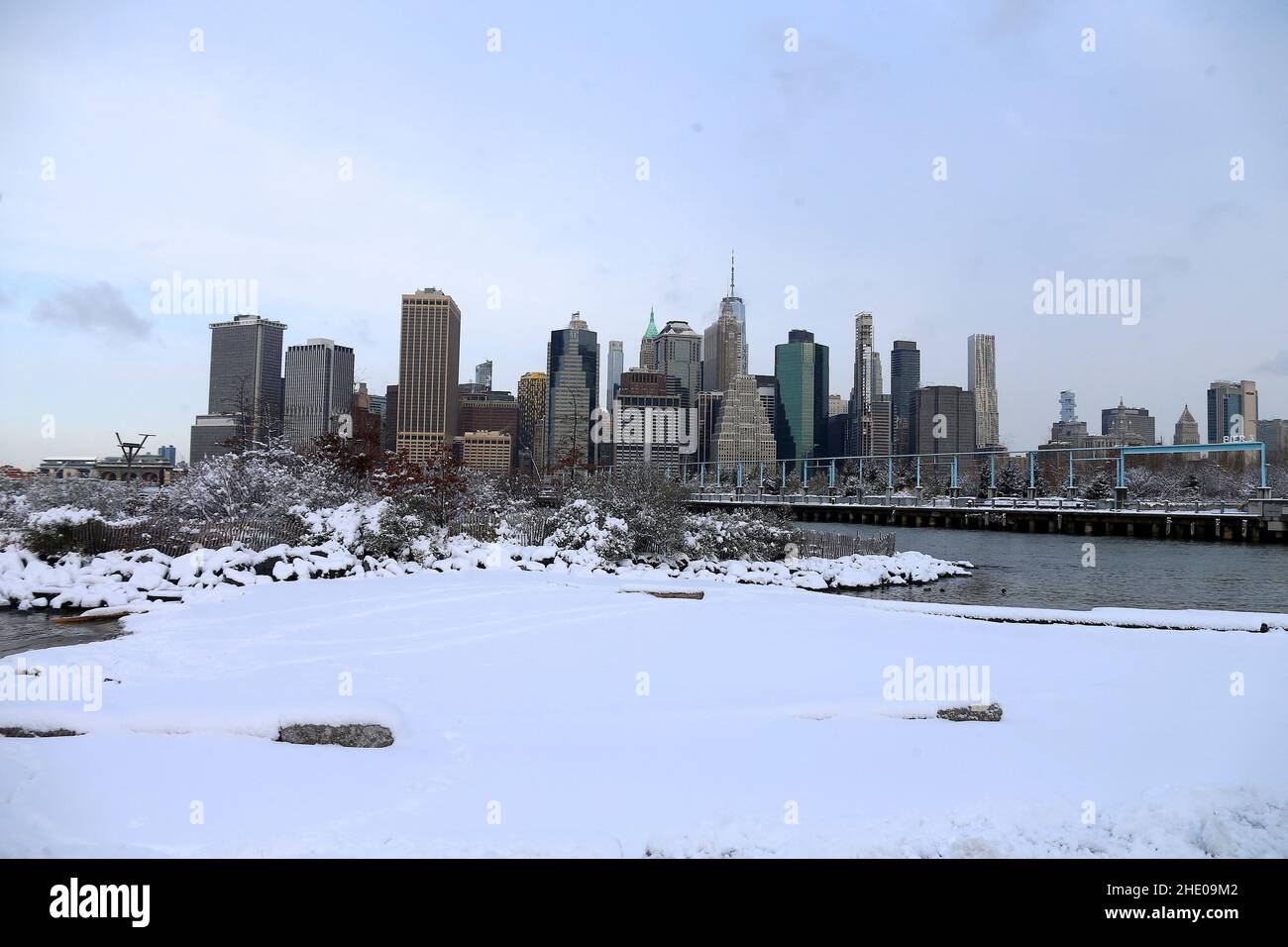 Atmosphere of the first snow of the season in New York City, NY on ...