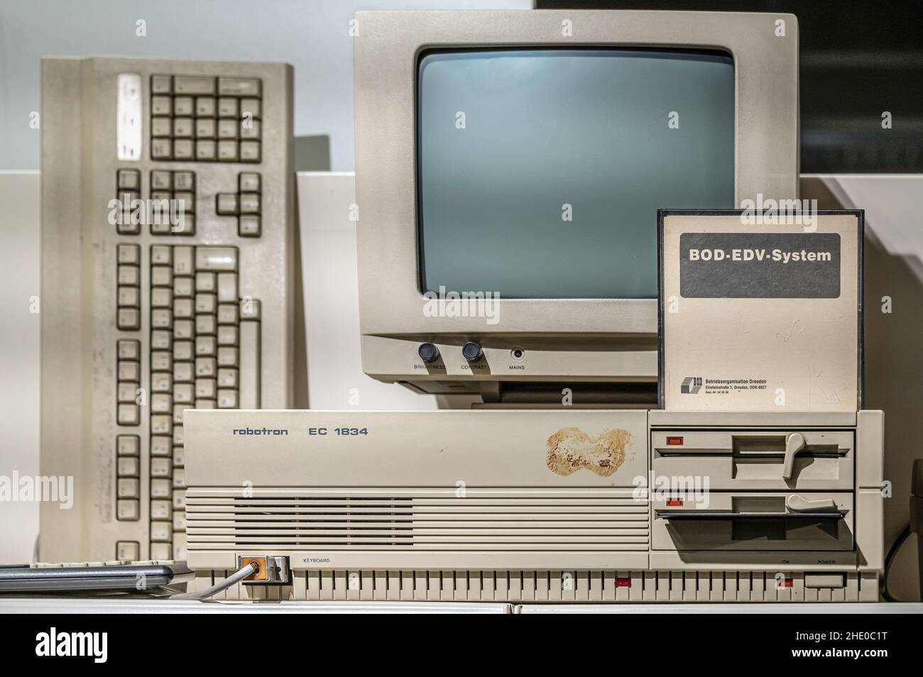 Retro Robotron EC 1834 computer on display at the DDR Museum of Dresden, Saxony, Germany Stock Photo