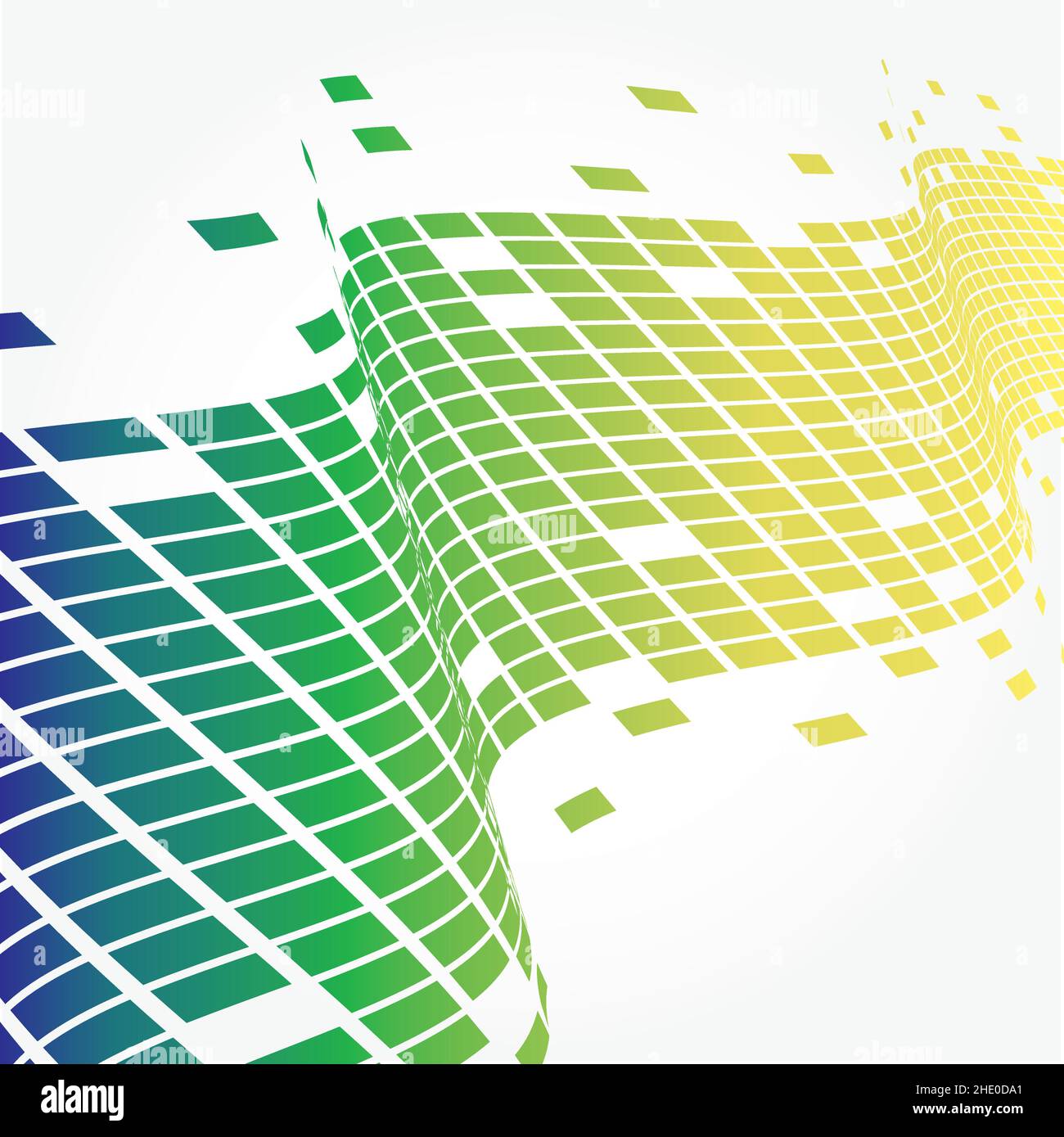 abstract blue green yellow square bundle rising wave background design Stock Vector